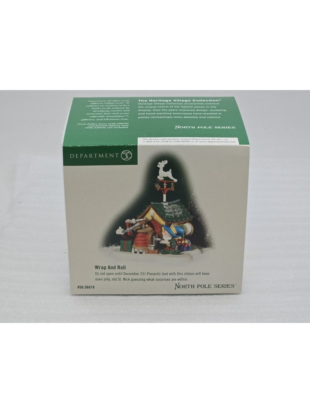 Dept 56 2001 Wrap And Roll North Pole Series Retired 56.56818 Vintage New In Box